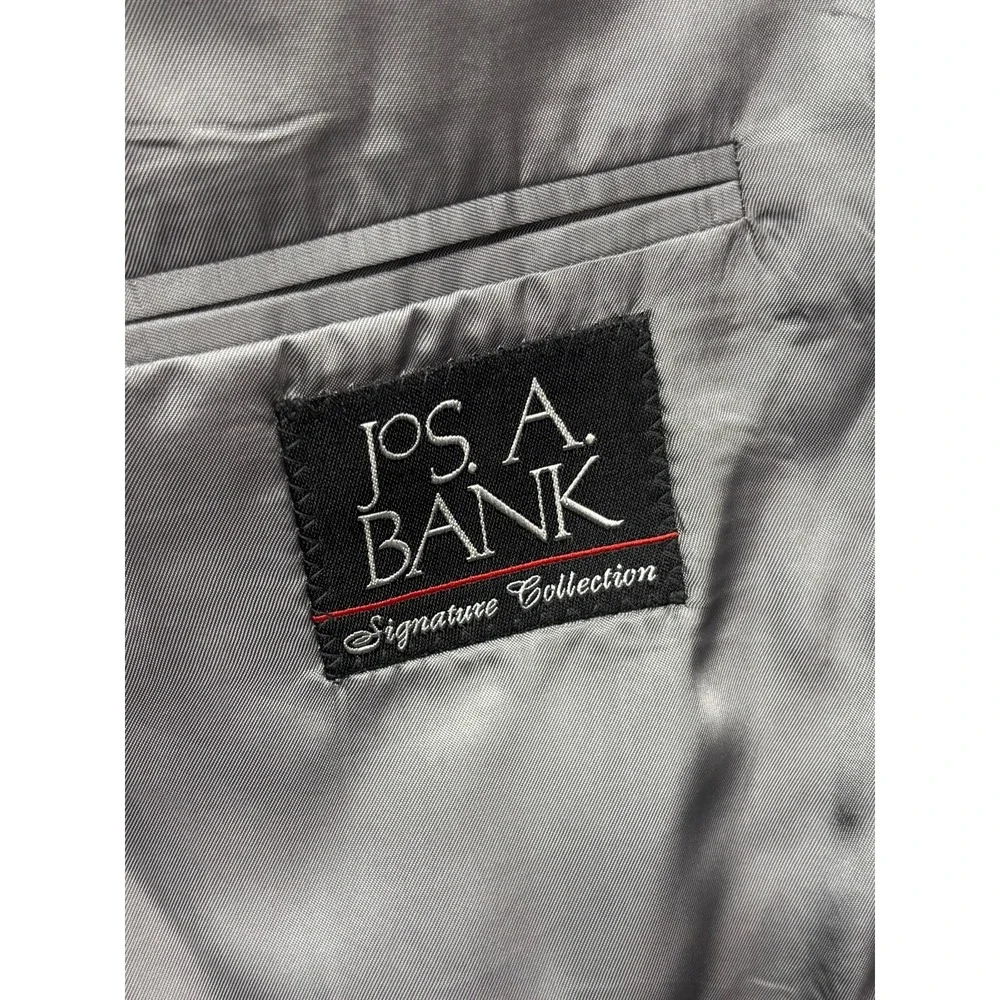 Jos A Bank 48L 43x32 Gray 2pc Pant Suit Signature Collection Wool Flat Front